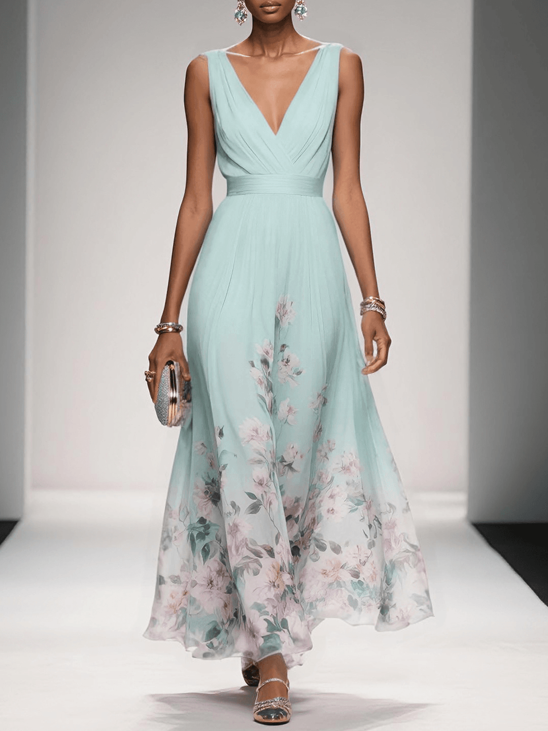 Raina | Women's Floral Chiffon Summer Maxi Dress
