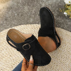 Delphine | Women's Vintage Clogs with Perforated Design Buckle Strap