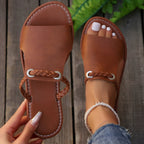 Florian | Women's Braided Strap Flat Slide Sandals