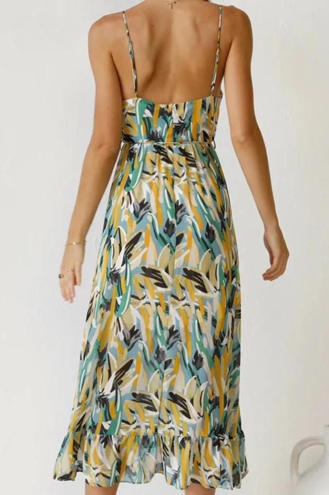 Kestrel | Women's Tropical Print Spaghetti Strap Midi Sundress