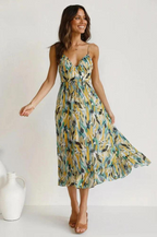 Kestrel | Women's Tropical Print Spaghetti Strap Midi Sundress