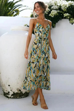 Kestrel | Women's Tropical Print Spaghetti Strap Midi Sundress