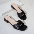 Sylira | Women's Crossover Strap Block Heel Summer Slides