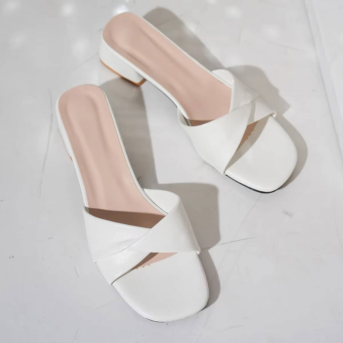 Sylira | Women's Crossover Strap Block Heel Summer Slides