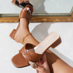 Sylira | Women's Crossover Strap Block Heel Summer Slides