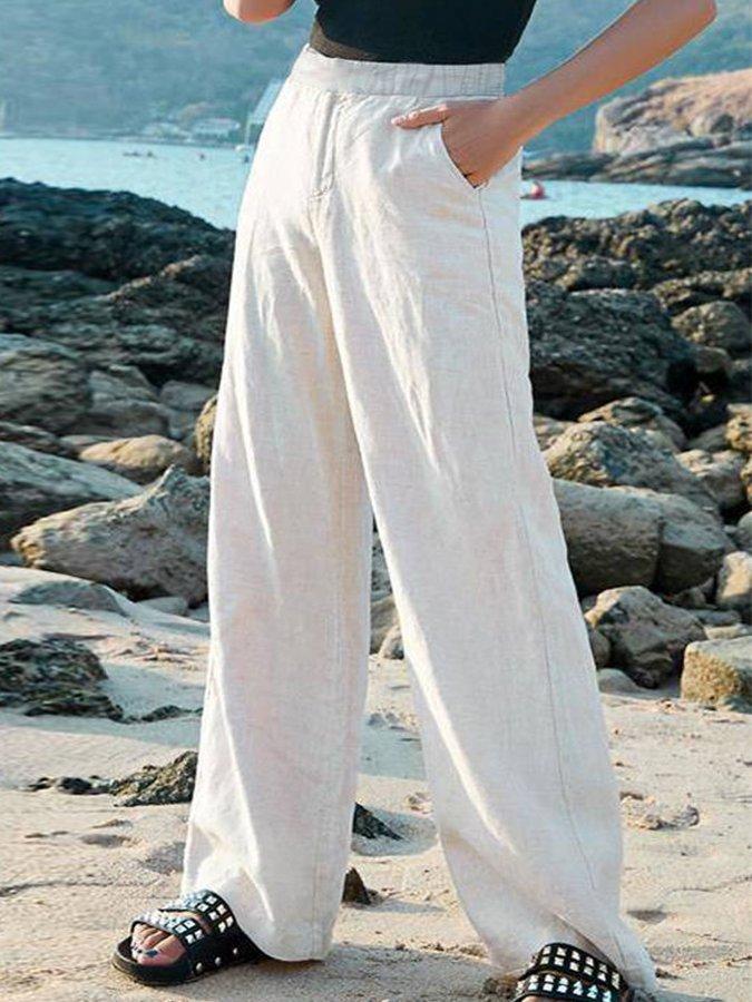 Taini | Women's Comfort Linen Wide Leg Trousers
