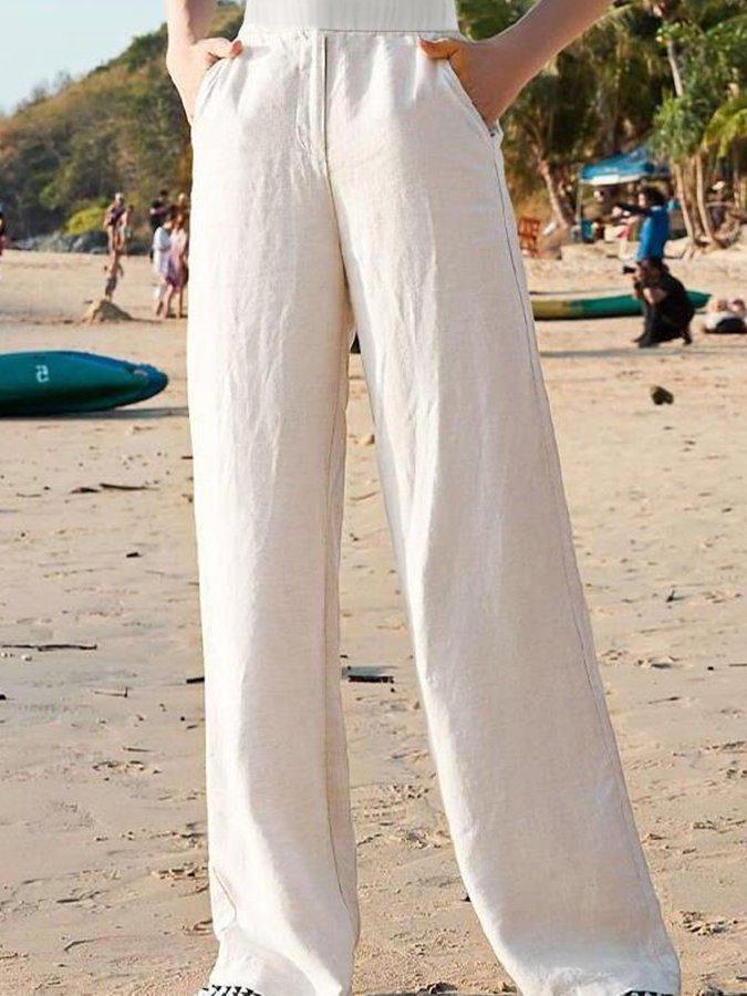 Taini | Women's Comfort Linen Wide Leg Trousers