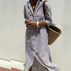 Skye | Women's Elegant Striped Shirt Midi Dress