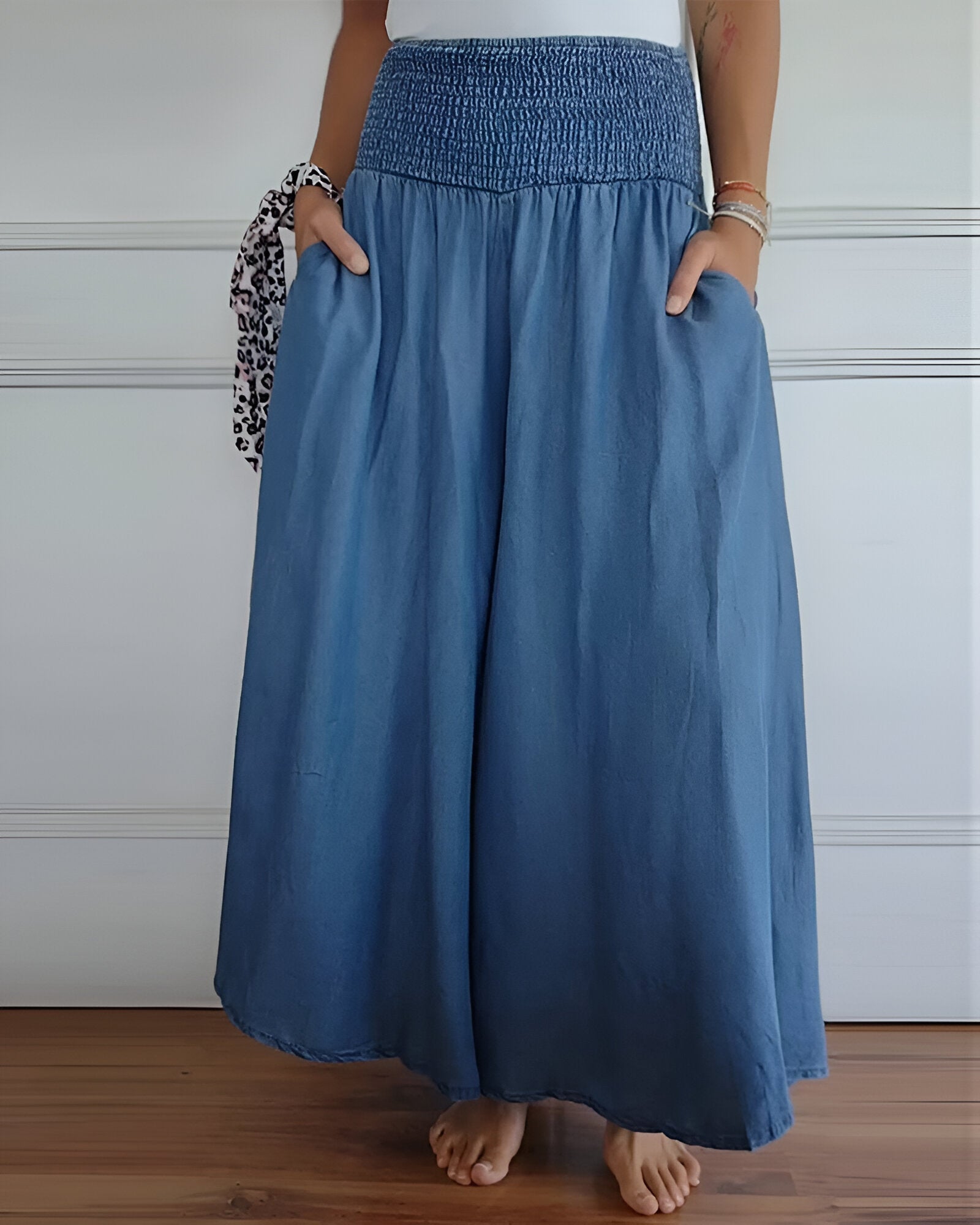 Reeve | Women's Smocked Elastic Waist Wide Leg Trousers