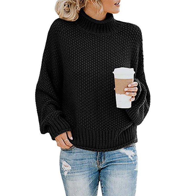 Eda - Exclusive Knitted Jumper With Stylish Roll Neck For True Cosy Comfort
