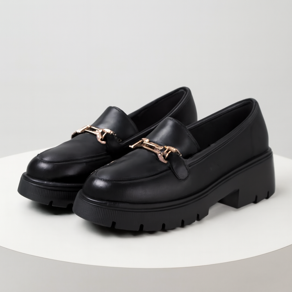 Eira | Women's Chic Platform Mary Janes with Gold Buckle Detail