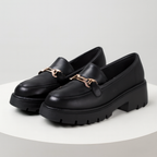 Eira | Women's Chic Platform Mary Janes with Gold Buckle Detail