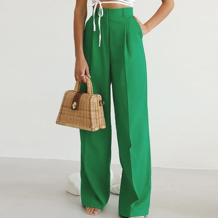 Fiora | Women's High Waist Wide Leg Trousers