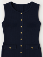 Clio | Women's Sleeveless Button Front Midi Dress