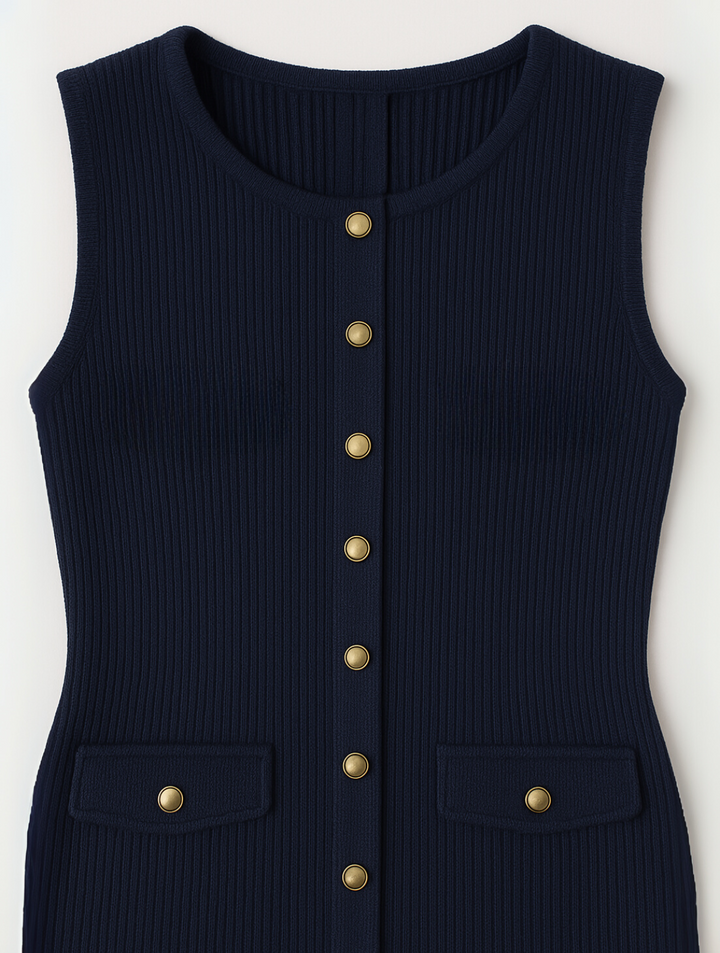 Clio | Women's Sleeveless Button Front Midi Dress