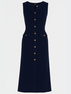 Clio | Women's Sleeveless Button Front Midi Dress
