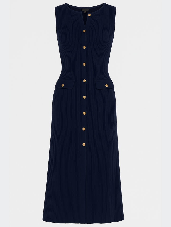 Clio | Women's Sleeveless Button Front Midi Dress