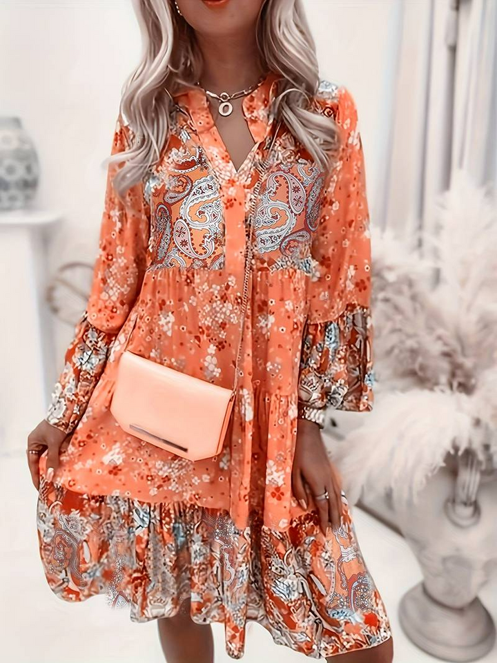 Jorin | Women's Floral Long Sleeve Tiered Mini Dress