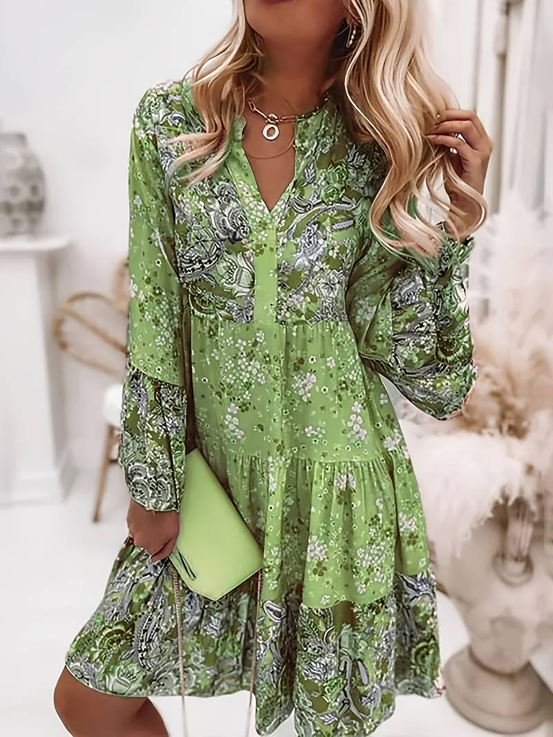 Jorin | Women's Floral Long Sleeve Tiered Mini Dress