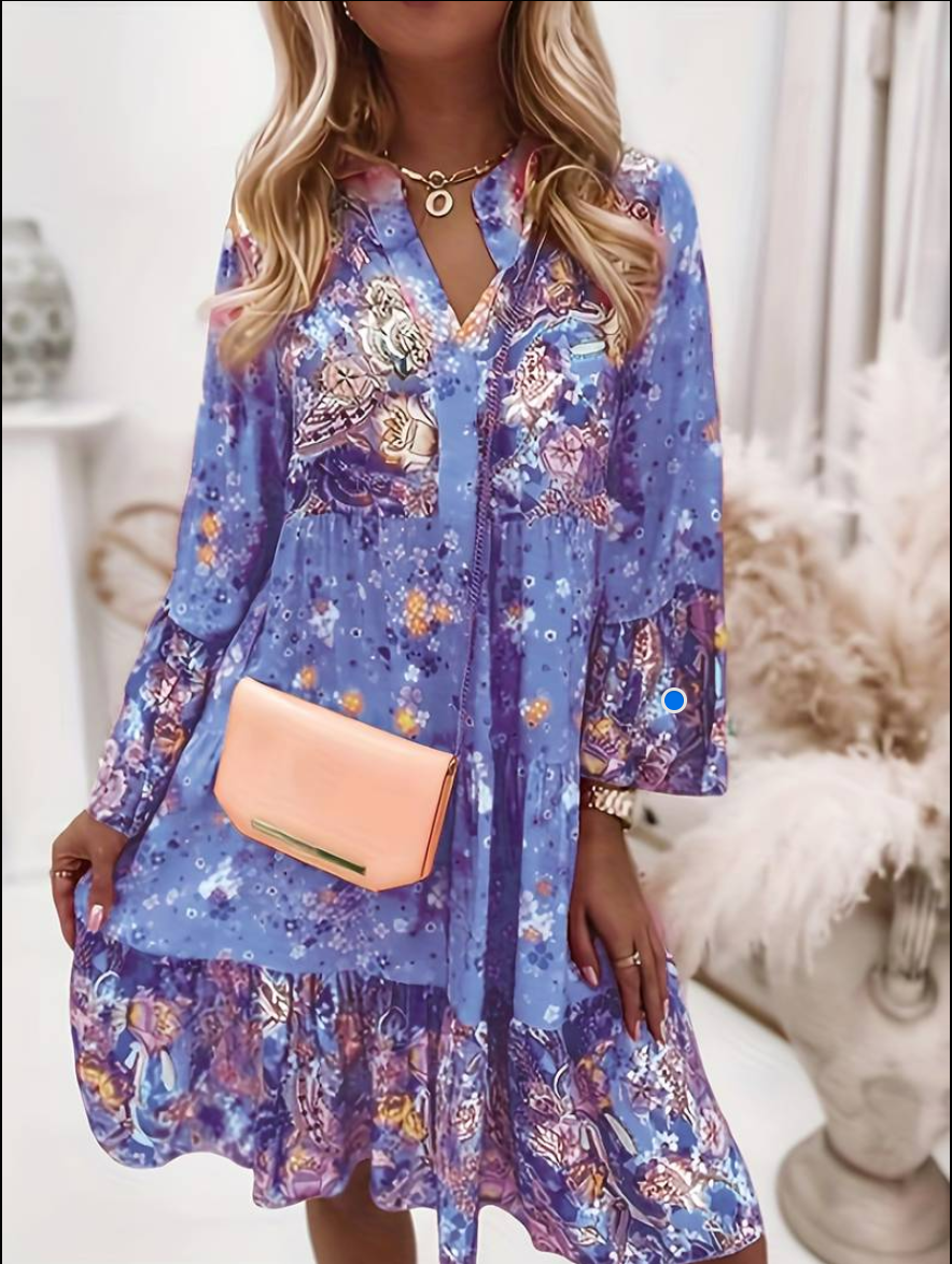 Jorin | Women's Floral Long Sleeve Tiered Mini Dress