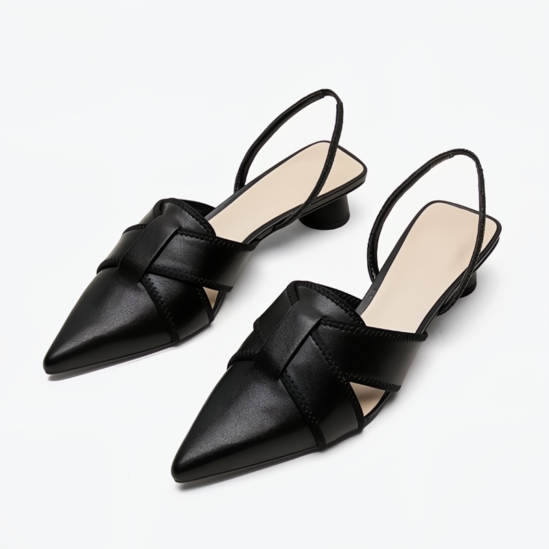 Elowen | Women's Classic Low Heel Slingback Shoes with Woven Detail