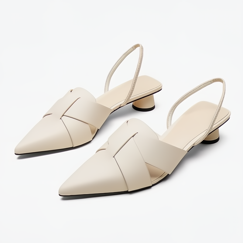 Elowen | Women's Classic Low Heel Slingback Shoes with Woven Detail