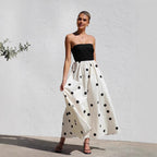 Bertille | Women's Strapless Polka Dot A-Line Midi Dress