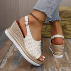 Emrys | Women's Croc Embossed Slingback Wedge Sandals