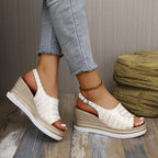 Emrys | Women's Croc Embossed Slingback Wedge Sandals