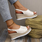 Emrys | Women's Croc Embossed Slingback Wedge Sandals