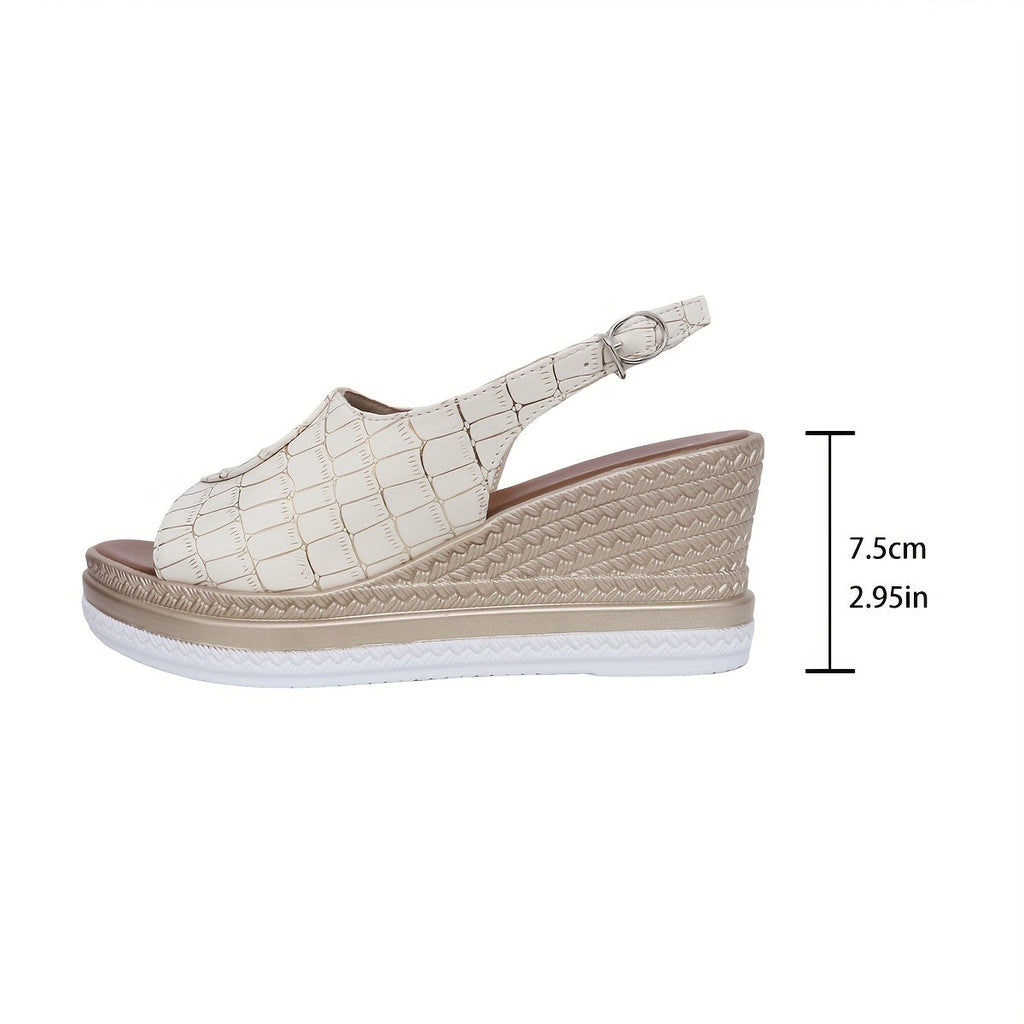 Emrys | Women's Croc Embossed Slingback Wedge Sandals