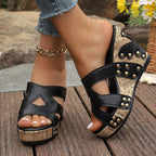 Euan | Women's Chic Studded Wedge Sandals