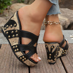 Euan | Women's Chic Studded Wedge Sandals