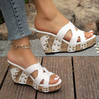 Euan | Women's Chic Studded Wedge Sandals