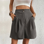 Rue | Women's High Waist Pleated Wide Leg Shorts