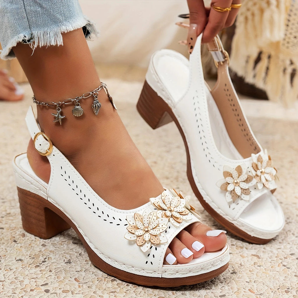 Evander | Women's Floral Block Heel Sandals