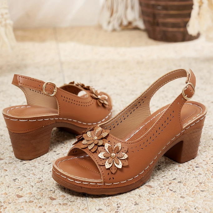 Evander | Women's Floral Block Heel Sandals