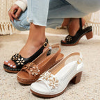 Evander | Women's Floral Block Heel Sandals