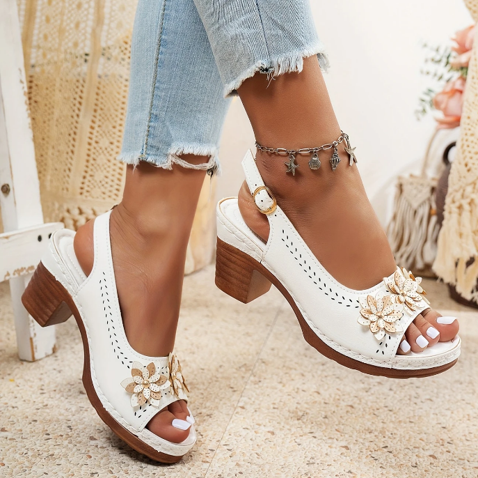 Evander | Women's Floral Block Heel Sandals