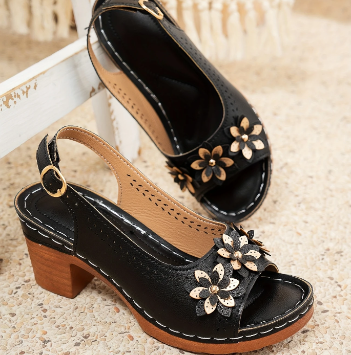 Evander | Women's Floral Block Heel Sandals