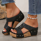 Cael | Women's Vintage Zip Cross Strap Wedge Sandals