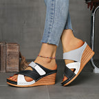 Aerith | Women's Two-Tone Wedge Summer Slides