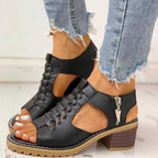 Faustina | Women's Lace-Up Zip Block Heel Sandals