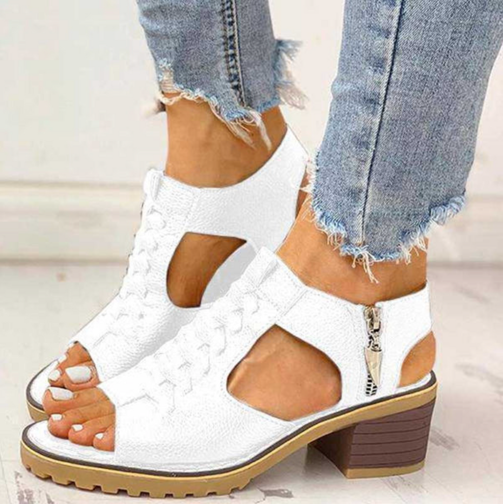 Faustina | Women's Lace-Up Zip Block Heel Sandals