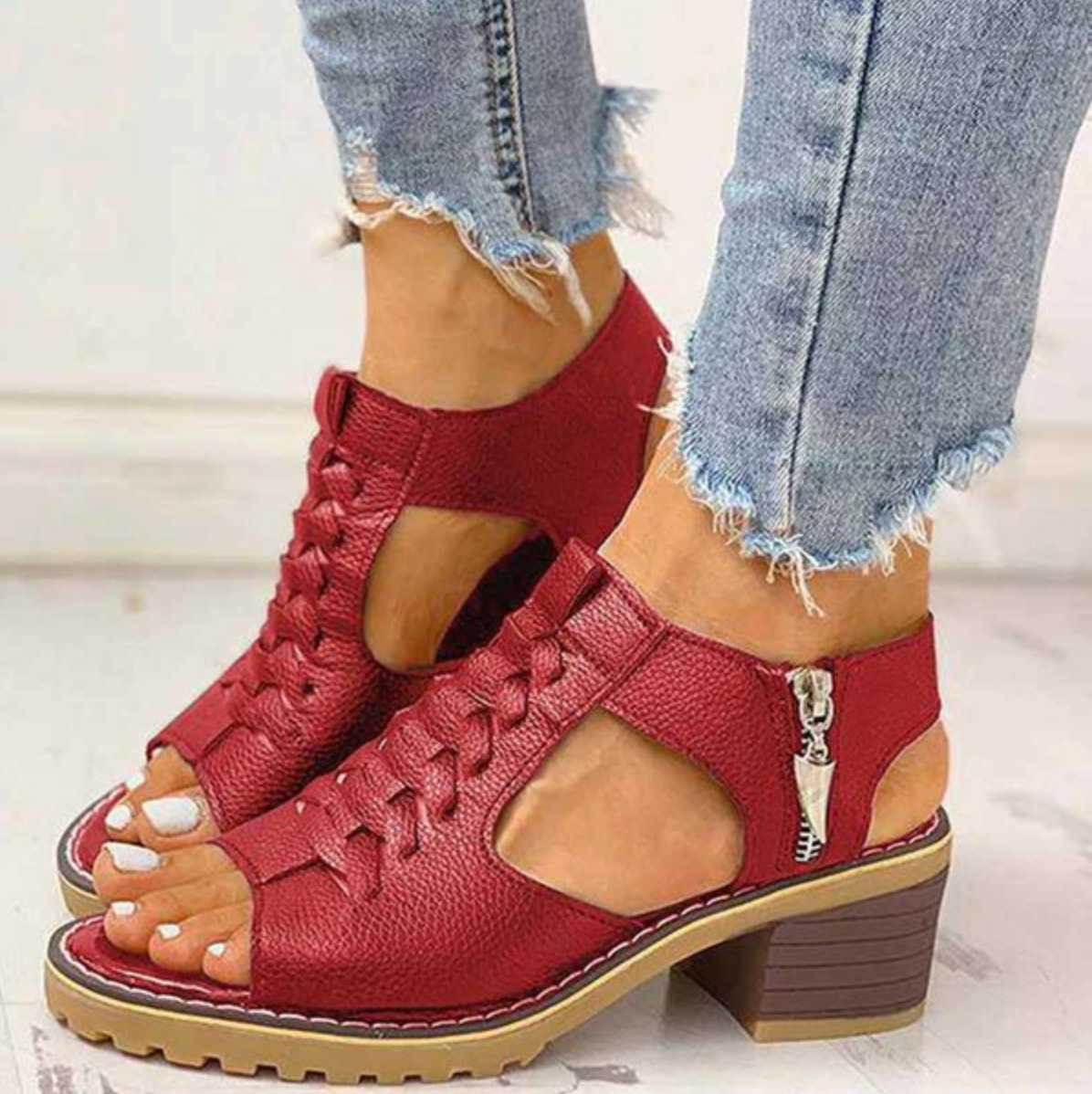 Faustina | Women's Lace-Up Zip Block Heel Sandals