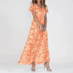 Yara | Women's Floral Ruffle Sleeve Maxi Dress