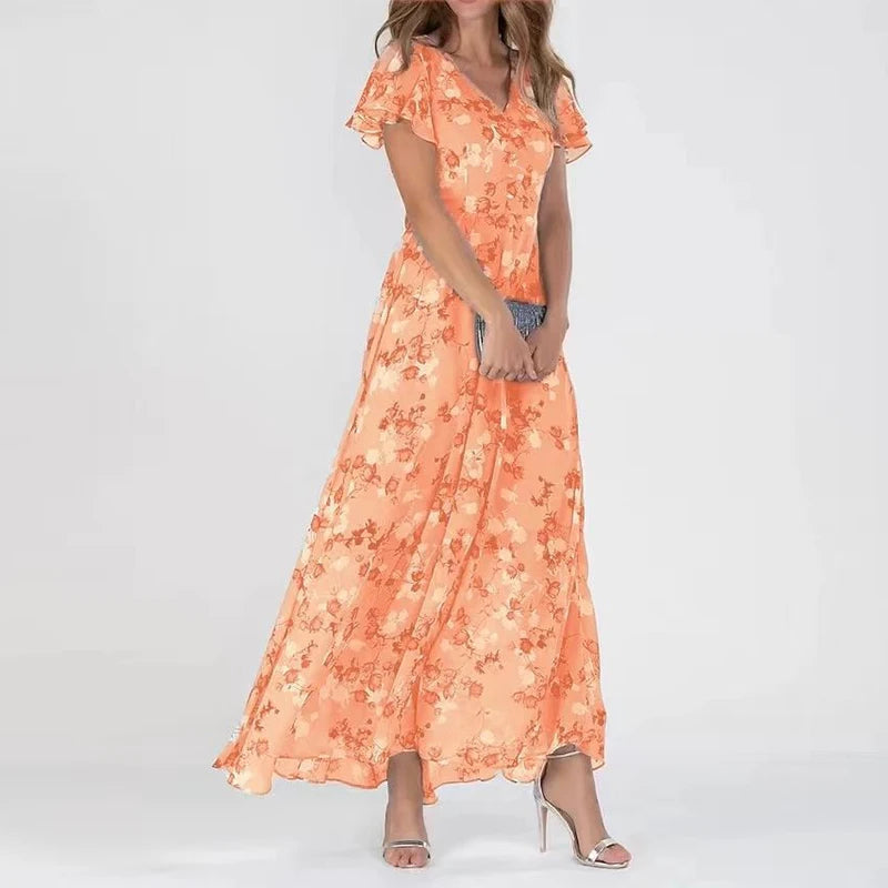 Yara | Women's Floral Ruffle Sleeve Maxi Dress