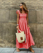 Ilona | Women's Gingham Smocked Ruffle Strap Maxi Sundress