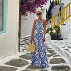 Fiorella | Women's Printed Halter Neck Maxi Dress