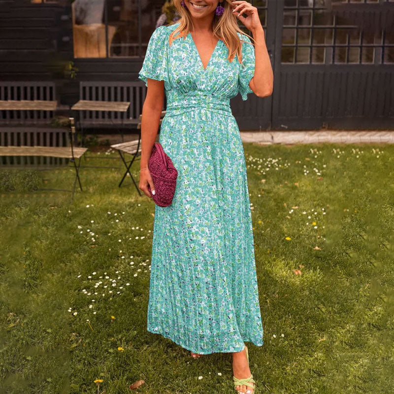 Brigid | Women's Floral Sundress V-Neck Wrap Maxi Dress